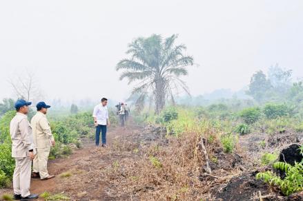 Susuri Area Karhutla di Kalbar, Prabowo Ingin Pastikan Penanganan Berjalan Optimal. (Foto: Sekretariat Kabinet)