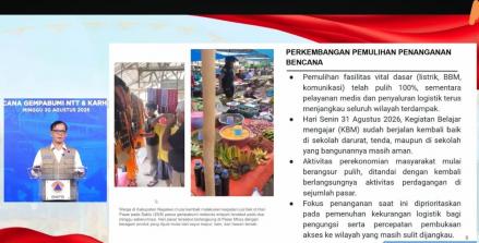 BNPB Pastikan Listrik, BBM, dan Komunikasi di NTT Pulih Usai Gempa, Sekolah Dimulai Besok. (Foto: Dok. BNPB)