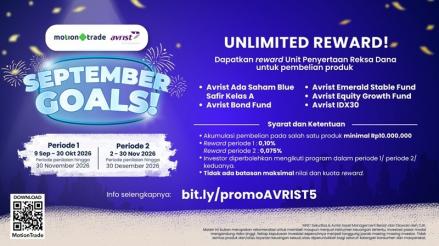 MNC Sekuritas bersama Avrist AM menghadirkan promo “September Goals” untuk investor yang berinvestasi reksa dana Avrist AM tertentu di MotionTrade. (Foto: Ist)