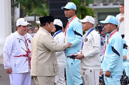 Prabowo Apresiasi Atlet Peraih Medali Asian Games 2026: Saya Ucapkan Terima Kasih. (Foto: BPMI Setpres)