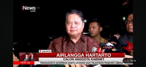 Tiba di Istana Jelang Pengumuman Kabinet, Airlangga Ungkap Arahan Prabowo