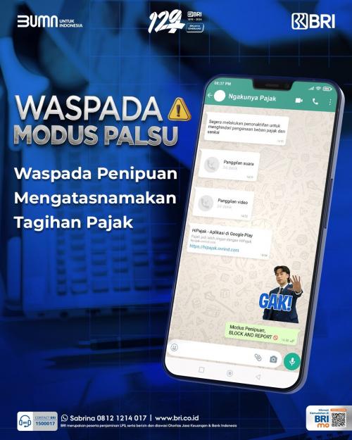 Marak Tagihan Pajak Berekstensi APK, BRI (BBRI) Imbau Masyarakat Tak Terkecoh Modus Penipuan