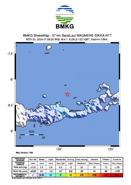 Gempa M4,1 Guncang Maumere NTT, BMKG: Akibat Sesar Naik Flores