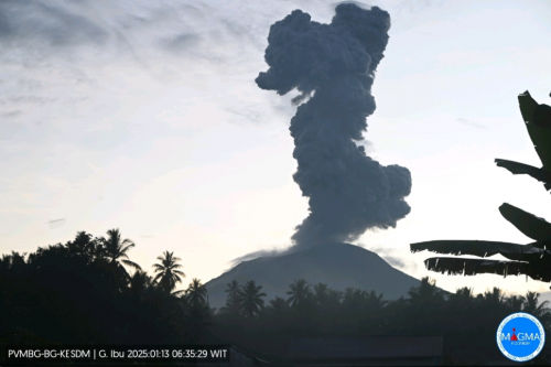 Gunung Ibu Kembali Erupsi, Tinggi Letusan Capai 2,5 Km