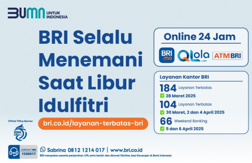 Catat, Ini Jadwal Operasional BRI saat Libur Lebaran 2025 dan Daftar Kotanya