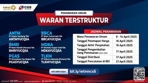 Ingat, Penawaran Umum Waran Terstruktur CGSI Sekuritas di MNC Sekuritas Berakhir Hari Ini