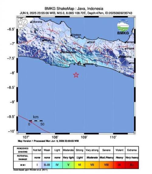 Gempa M5,0 Guncang Pangandaran, BMKG: Akibat Aktivitas Deformasi Batuan Dalam Lempeng