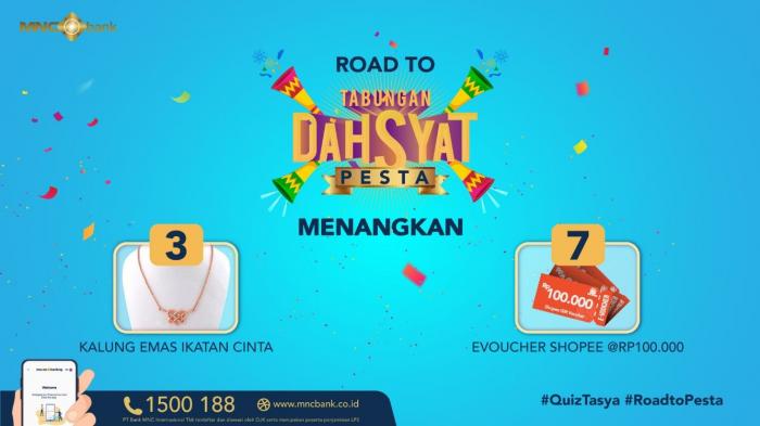 MNC Bank akan membagikan hadiah berupa kalung emas dan e-voucher belanja dalam rangka menyambut acara puncak Pesta Tabungan Dahsyat Undian 2021.(Foto:MNC Media)