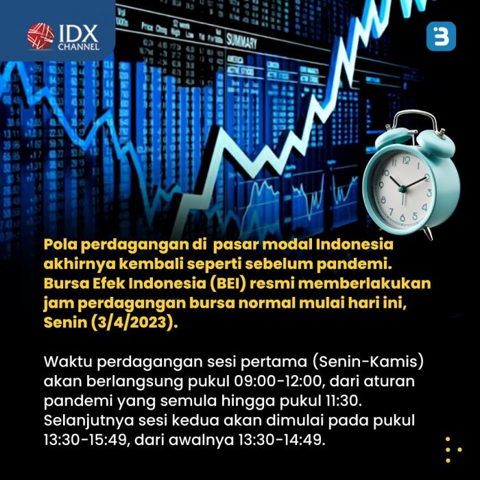 Catat, Jam Perdagangan Bursa Berlaku Normal per 3 April 2023 (Foto : Tim Digital Marketing IDX Channel)