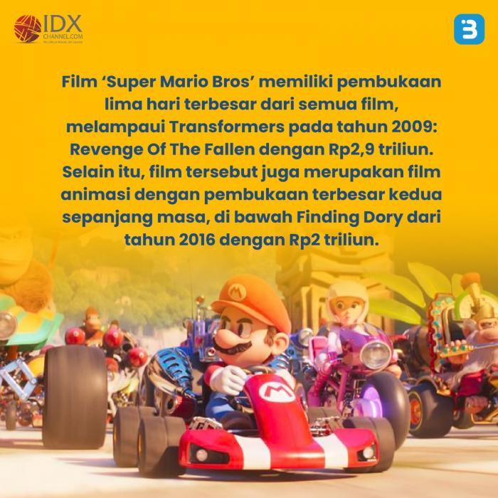 Box Office Super Mario Bros jadi Film Animasi dengan Pendapatan Global Terbesar (Foto : Tim Digital Marketing IDX Channel)