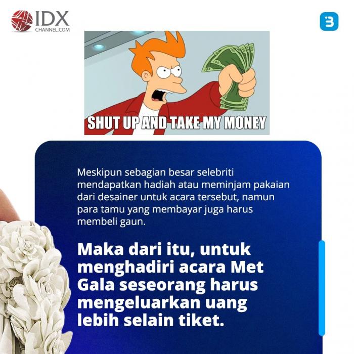 Met Gala 2023 Digelar, Harga Tiket Tembus Rp735 Juta (Foto : Tim Digital Marketing IDX Channel)