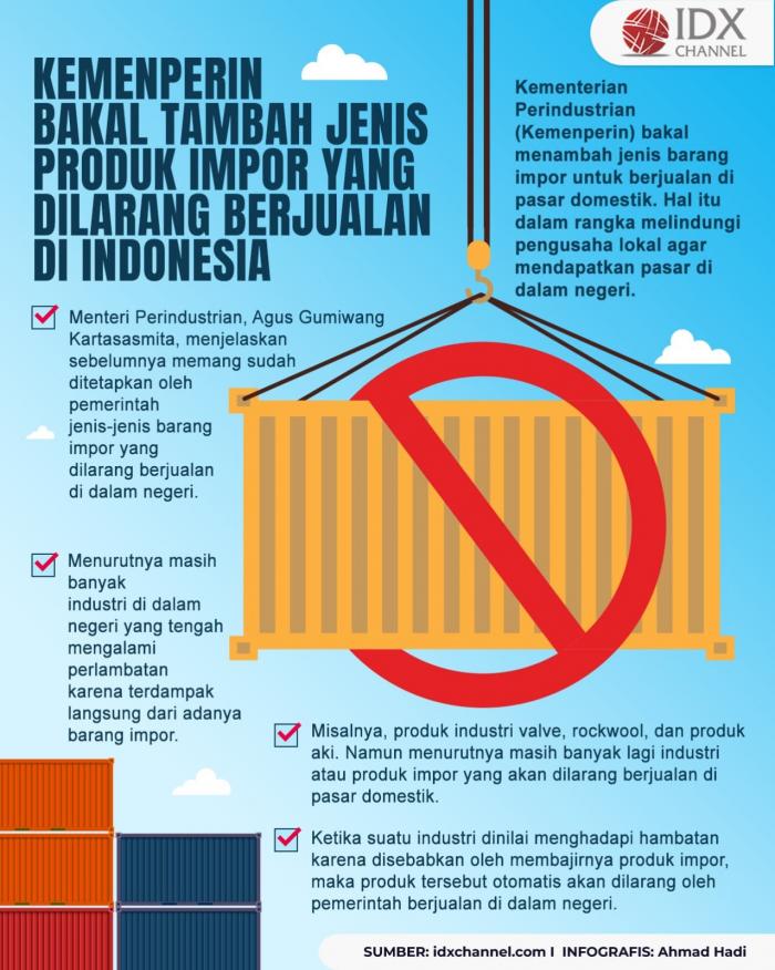 Kemenperin Bakal Tambah Jenis Produk Impor yang Dilarang Berjualan di Pasar RI (Foto : Tim Digital Marketing IDX Channel)