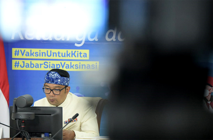 Gubernur Jawa Barat Ridwan Kamil meresmikan Portal Ekosistem Data Jabar (EDJ) secara virtual di Gedung Pakuan, Jawa Barat, Kamis (25/3/2021).