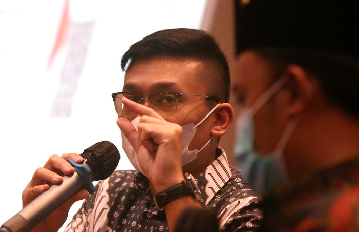 Asisten Manajer Kantor Perwakilan BI Provinsi Jawa Timur Rholy Satria Utomo saat acara Sosialisasi Layanan Keuangan Digital di Jawa Timur, Jumat (26/3/2021).