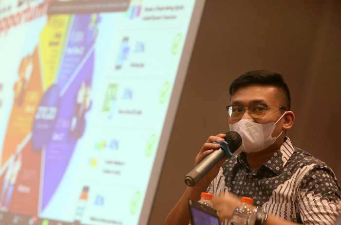 Asisten Manajer Kantor Perwakilan BI Provinsi Jawa Timur Rholy Satria Utomo saat acara Sosialisasi Layanan Keuangan Digital di Jawa Timur, Jumat (26/3/2021).