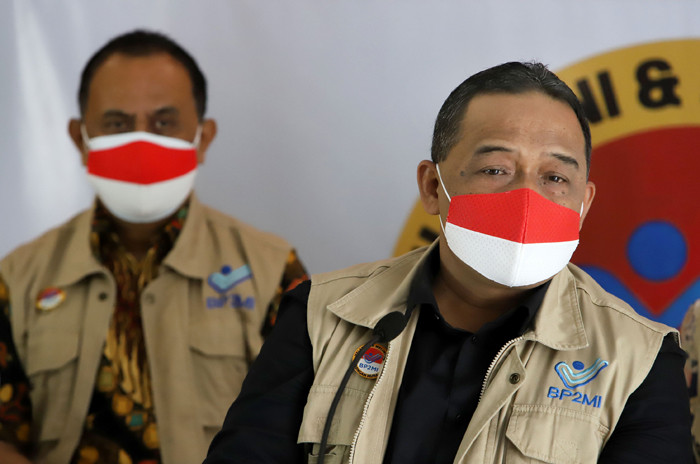 Kepala Badan Perlindungan Pekerja Migran Indonesia (BP2MI) Benny Ramdhani memberikan keterangan kepada wartawan di Jakarta, Sabtu (27/3/2021).