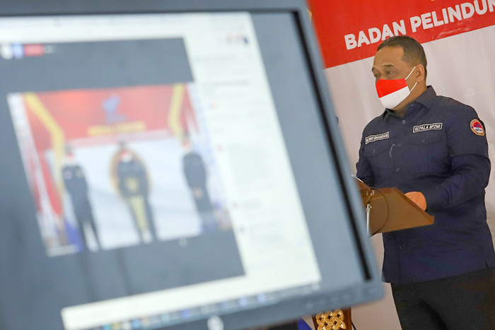 Kepala BP2MI Benny Rhamdani memberikan keterangan mengenai hasil rapat bilateral dengan pemerintah Taiwan di Jakarta, Kamis (8/4/2021).