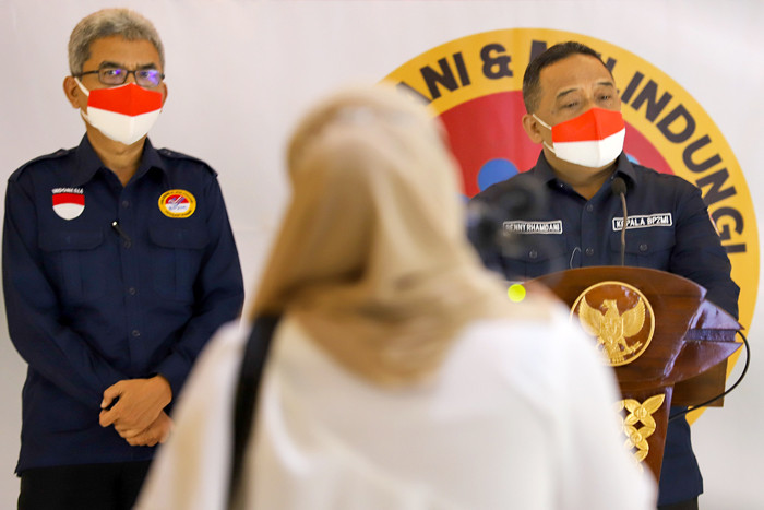Kepala BP2MI Benny Rhamdani memberikan keterangan mengenai hasil rapat bilateral dengan pemerintah Taiwan di Jakarta, Kamis (8/4/2021).