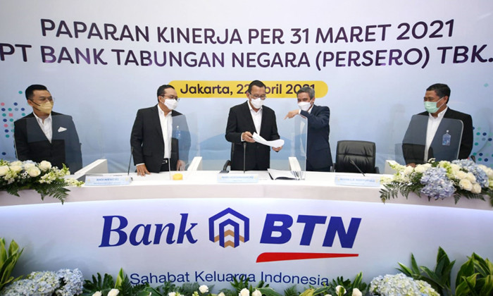 Paparan Kinerja per 31 Maret 2021 PT Bank Tabungan Negara (Persero) Tbk di Jakarta, Kamis (22/4/2021).