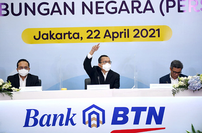 Paparan Kinerja per 31 Maret 2021 PT Bank Tabungan Negara (Persero) Tbk di Jakarta, Kamis (22/4/2021).