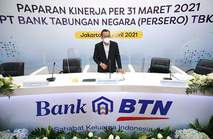 Paparan Kinerja per 31 Maret 2021 PT Bank Tabungan Negara (Persero) Tbk di Jakarta, Kamis (22/4/2021).