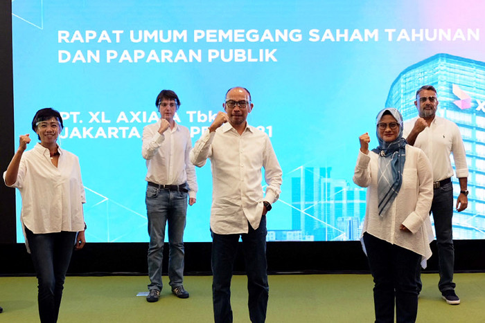 RUPS Tahunan 2021 PT XL Axiata Tbk di Jakarta, Jumat (23/4/2021).