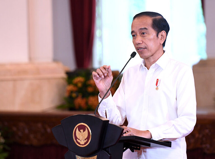 Presiden Joko Widodo memberikan arahan dalam acara peresmian pembukaan Musrenbangnas Tahun 2021 di Istana Negara, Jakarta, Selasa (4/5/2021).