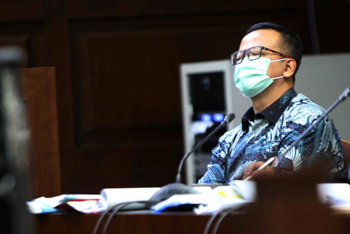 Terdakwa mantan Menteri Kelautan dan Perikanan Edhy Prabowo mengikuti sidang lanjutan di Pengadilan Tipikor, Jakarta, Rabu (19/5/2021).