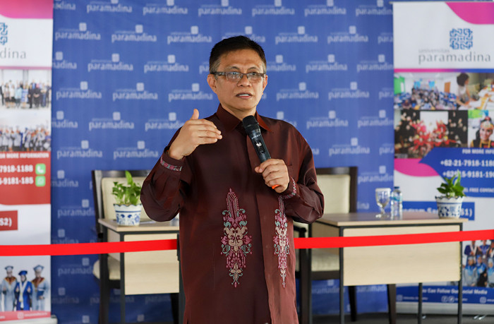 Prof Dr. Didik J. Rachbini terpilih menjadi rektor Universitas Paramadina usai dilantik di Universitas Paramadina, Jakarta. Kamis (20/5/2021).