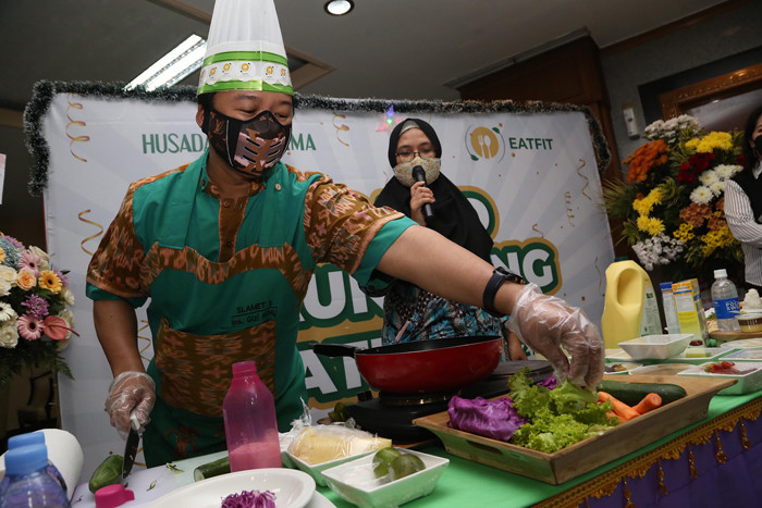 Grand Lauching Eatfit Catering Diet Sehat di RS Husada Utama Surabaya, Jawa Timur, Jumat (21/5/2021).