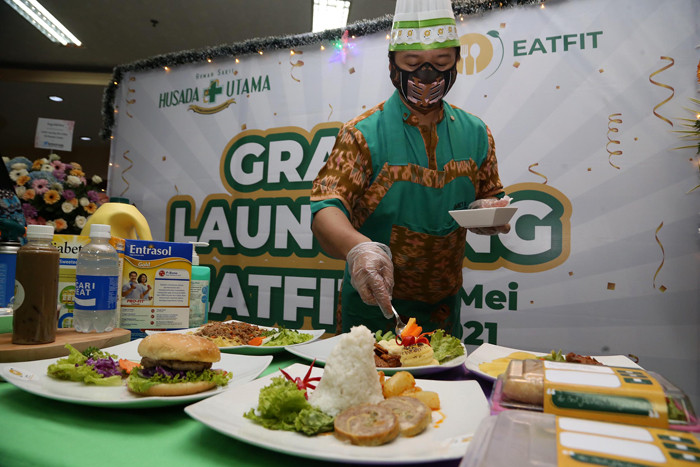 Grand Lauching Eatfit Catering Diet Sehat di RS Husada Utama Surabaya, Jawa Timur, Jumat (21/5/2021).