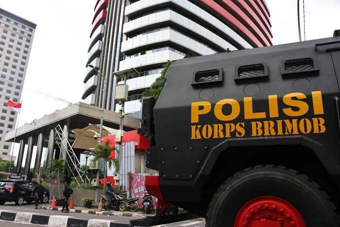 Suasana pengamanan di gedung KPK, Jakarta, Jumat (28/5/2021).