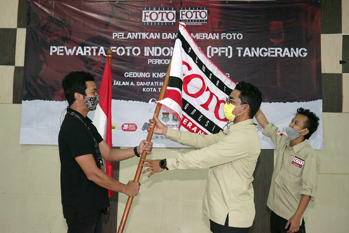 Pembukaan Pameran Foto dan Pelantikan Pengurus PFI Tangerang di Gedung KNPI, Kota Tangerang, Sabtu (29/5/2021).
