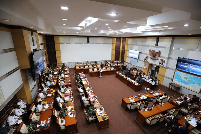 Rapat kerja Komisi I di Kompleks Parlemen MPR/DPR-DPD, Senayan, Jakarta, Senin (31/5/2021).