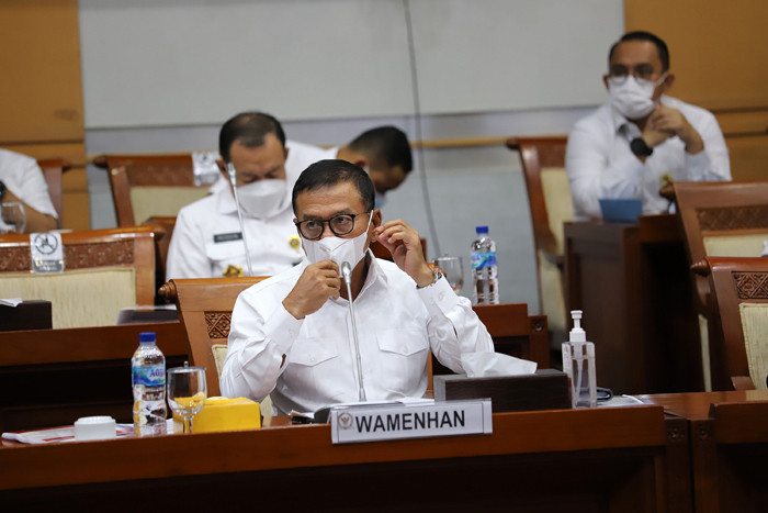 Rapat kerja Komisi I di Kompleks Parlemen MPR/DPR-DPD, Senayan, Jakarta, Senin (31/5/2021).