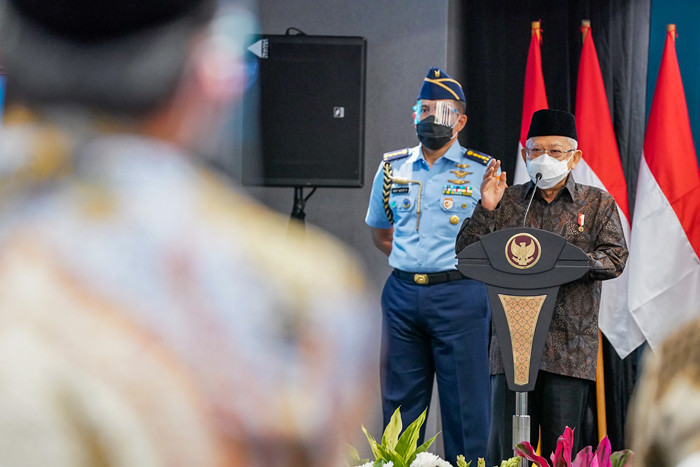Silaturahmi Wakil Presiden Republik Indonesia bersama Masyarakat Ekonomi Syariah (MES) di kantor Bank Syariah Indonesia, The Tower Jakarta, Jumat (4/6/2021).