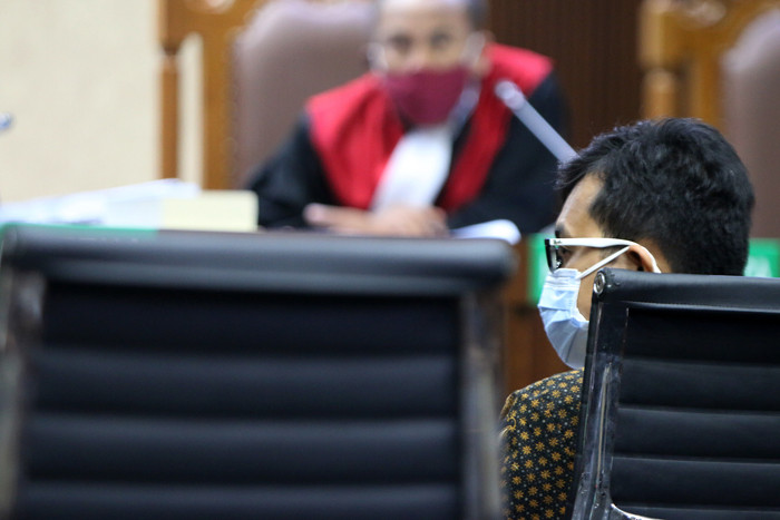 Terdakwa mantan Menteri Kelautan dan Perikanan Edhy Prabowo menjalani sidang lanjutan di Pengadilan Tindak Pidana Korupsi, Jakarta, Rabu (9/6/2021).
