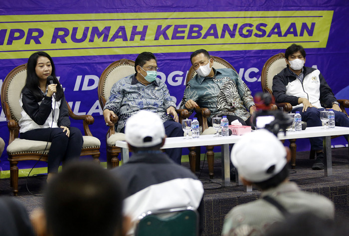 Konferensi pers mengenal turnamen catur di Media Center, Kompleks Parlemen MPR/DPR-DPD. Senayan, Jakarta Senin (14/6/2021).