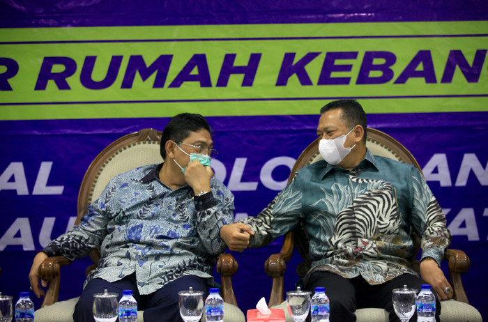 Konferensi pers mengenal turnamen catur di Media Center, Kompleks Parlemen MPR/DPR-DPD. Senayan, Jakarta Senin (14/6/2021).