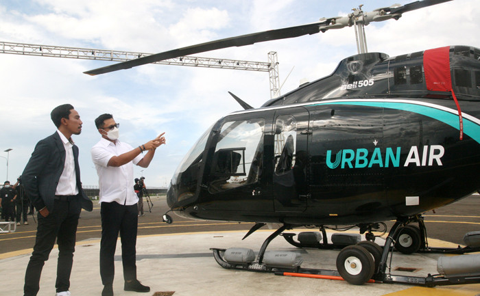 Kerjasama operasionalisasi helikopter wisata untuk di Pulau Bali, di Tangerang, Banten, Selasa (15/6/2021).