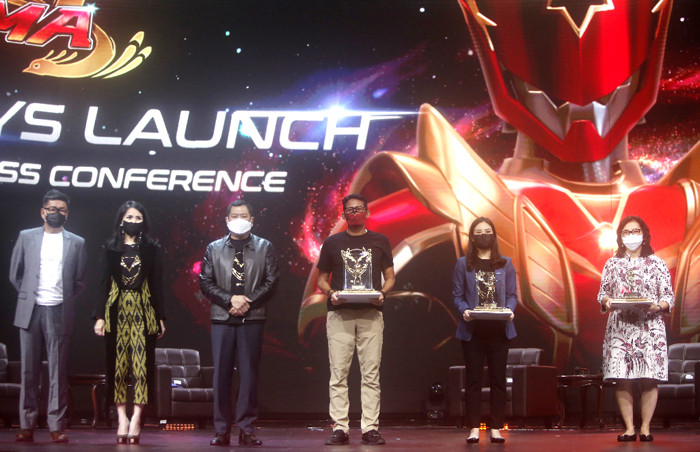 Peluncuran serial animasi dan karakter action figure BIMA S di Studio RCTI+, Kebon Jeruk, Jakarta, Rabu (16/6/2021).