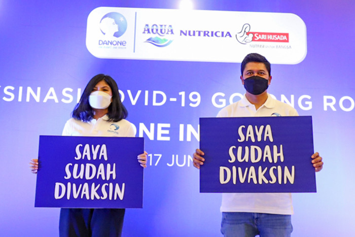 Vaksinasi Gotong Royong Danone Indonesia di Sentul, Bogor, Kamis (17/6/2021).