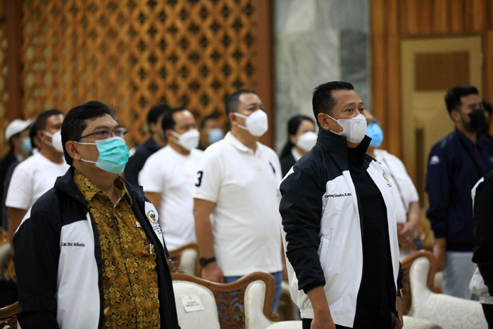 Pembukaan Turnamen Catur Indonesia Master di Nusantara V, Kompleks Parlemen MPR/DPR-DPD, Senayan, Jakarta, Sabtu (19/6/2021).