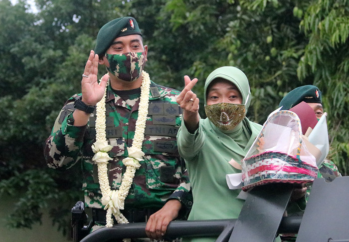 Penyerahan tugas dan tanggung jawab kepada Letkol Inf Suratman di Mako Yonif Raider 400/BR, Srondol, Semarang, Jawa Tengah, Rabu (23/6/2021).