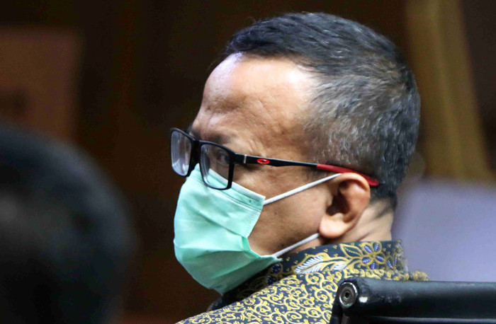 Terdakwa kasus dugaan suap izin ekspor benih lobster tahun 2020 Edhy Prabowo menjalani sidang pembacaan tuntutan di Pengadilan Tipikor, Selasa (29/6/2021).