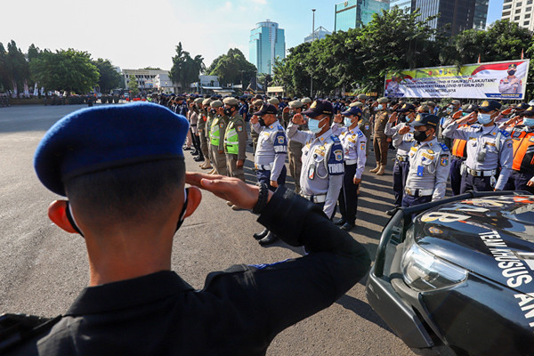 Apel Aman Nusa II Penanganan Covid-19 di Polda Metro Jaya, Jumat (2/7/2021).
