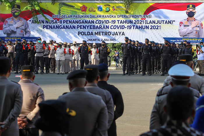 Apel Aman Nusa II Penanganan Covid-19 di Polda Metro Jaya, Jumat (2/7/2021).