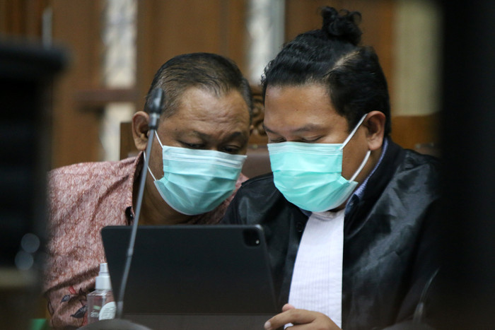 Sidang lanjutan korupsi bansos Covid-19 di Pengadilan Tindak Pidana Korupsi (Tipikor), Jakarta, Jumat (8/7/2021).