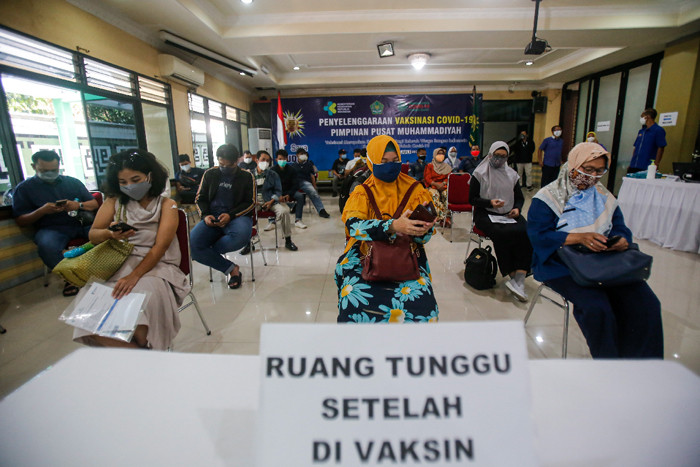 Vaksinasi Covid-19 di Gedung Pusat Dakwah Muhammadiyah, Menteng, Jakarta Pusat, Kamis (29/7/2021).