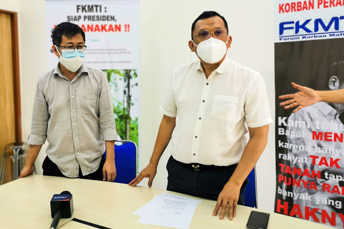 Keterangan pers pengungkapan kasus perampasan tanah yang sengaja digelar menjelang HUT Kemerdekaan NKRI ke-76 di Jakarta, Selasa (10/8/2021).